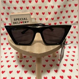 Vintage Polarized Square Cat Eye Sunglasses Black Womens